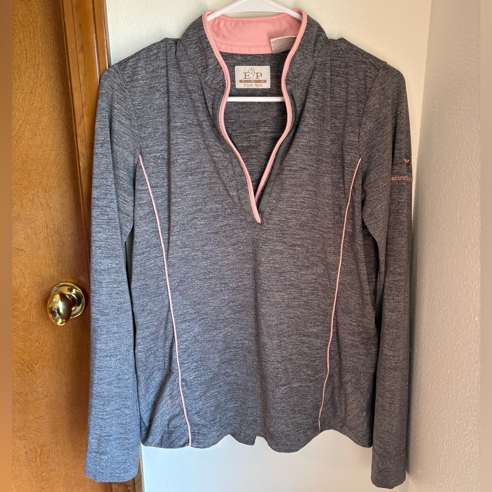EP Pro Women’s Tennis Golf Gray and Pink Quarter-Zip Pullover